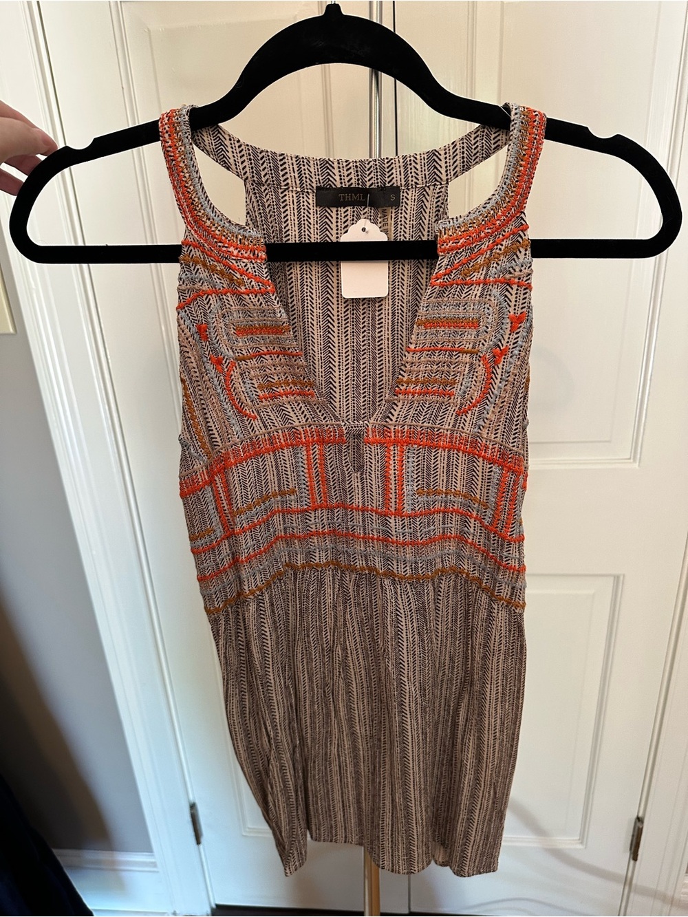 THML Black and Cream Patterned Tank Top